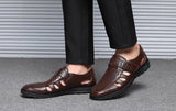 Men's Genuine Leather Sandals Summer Hollow Breathable Leather Shoes Casual Soft Flats Mart Lion   