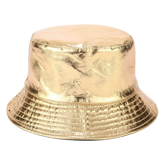 Gold Silver two-coloured Fisherman Hat Women Street double-sided Wearing Pot Hat Outdoor Leisure Foldable Hat MartLion Black and gold 56-58cm 