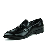 Pointed Toe Men's Dress Shoes Comfy Leather Slip-on Wedding Zapatos De Vestir MartLion black A111 38 CHINA
