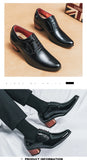Classic Black Men's Formal Shoes Pointed Leather Heel Increasing-height Dress zapatos hombre vestir MartLion   