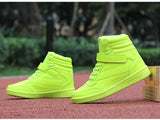 6CM Height Increasing Sneakers For Women Platform Casual Sport Shoes Green Leather High Top Wedge Mart Lion   