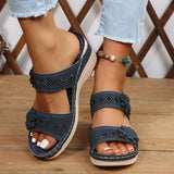 Summer Women's Slippers Shoes Retro Roman Platform Sandals Pu Casual Flower Wedge Mart Lion   