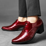 Men's Red  White Luxury Oxford Shoes Height Increase Patent Leather Formal Office Wedding High Heels MartLion Red 821 38 