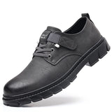 Classic Khaki Leather Casual Shoes Men's Summer Hollow out Platform Lace-up Oxford zapatos de hombre MartLion gray 6568 39 CHINA