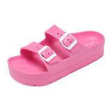 Women's Platform Sandals Summer Slippers Non-slip Beach Summer Flip-flops Adjustable Buckle MartLion Rose Red 38 CHINA