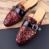 Luxury Moccasins Men's Slippers Casual Sequin Cloth Slipper Black Red Loafers Hide Toes Shoes Outdoor Slipper MartLion   