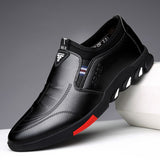 Men's Leather Shoes Casual Soft-Soled Non-Slip Breathable All-Match Footwear Black Mart Lion black 39 