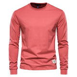 Spring men's T Shirt O-neck Long Sleeved Cotton 12 Color MartLion red S 65-72kg 