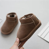 Children Winter Suede Upper Boots Baby Warm Soft Toddler Snow Boys And Girls Cotton Shoes With Thick Fur MartLion   