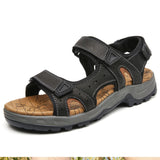 Summer Leisure Men's Shoes Beach Sandals Genuine Leather Soft Mart Lion black 3362 7 