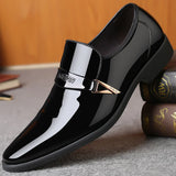 Spring Men's Patent Leather Shoes Walking Bright Leisure One Foot Lazy Hairstylist Breathable MartLion Black 39 
