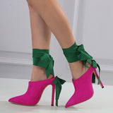 Liyke Spring Autumn Green Ankle Strap High Heels Shoes Women Pointed Toe Stiletto Party Dress Pumps Sandals Mart Lion   