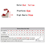 Liyke Summer Cross Ankle Strap Platform Wedge Sandals Design Pleated Open Toe 14CM High Heels Shoes Women Sandalias Red MartLion   