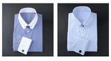 French cuff shirt men Empire collar slim-fit British  striped shirt men MartLion   