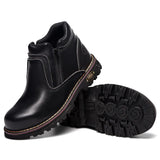 work shoes men's waterproof safety anti spark leather boots anti puncture anti slip welder black work MartLion   