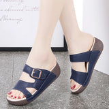 Women's Wedge Heeled Sandals Casual Open Toe Platform Slipper Slip Heel Height 4.0cm MartLion