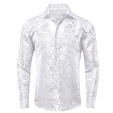 Hi-Tie Jacquard Paisley Men's Dress Shirts Long Sleeve Lapel Suit Shirt Casual Formal Blouse 10 Colors Wedding Party MartLion CY-1604 S 