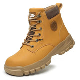 Construction Work Safety Boots Men's Steel Toe Work Shoes High Top Puncture Proof Safety Welder Anti-spark MartLion laceup-yellow 48 