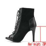 Women Dance Shoes Comfort Light Sandals High Heels Open Toe Gladiator Dancing Boots Woman's Mart Lion Black--7CM 37 China