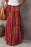 Ethnic Style Vintage Long Skirt Women Summer Loose Beach Ladies  Casual MartLion   