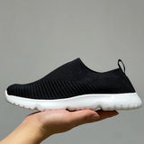Women Shoes Knitting Sock Sneakers Women Summer Slip On Flat Shoes Women Loafers Flats Walking Shoes MartLion black 39