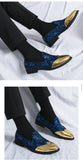 Spring Men's Shoes Gold Blue Adult Dress Footwear Slip-on Casual Zapatos Party Formal Mart Lion   