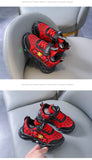 LED Casual Sneakers Red Black For Spring Boys Cartoon Mesh Outdoor Shoes Children Lighted Non-slip MartLion   