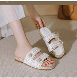 Spring Summer Thick Sole Grass Woven Fisherman's Shoes Flat Bottom Sandals Versatile Roman MartLion   