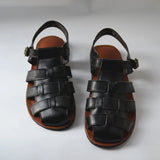 Old nostalgic Braided cowhide handmade gladiator men's sandals summer leather rome outdoorr shoes black brown MartLion   