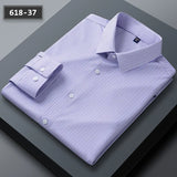 Stretch Anti-Wrinkle Men's Shirts Long Sleeve Dress Slim Fit Social Blouse Striped Shirt MartLion 618-37 45-55kg 38 