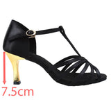 Black Latin Dance Shoes Golden High Heel Sandals for Women Indoor 7.5/8.5 Soft Bottom Practice Performing Party Summer Jazz MartLion Black heel 7.5cm 41 
