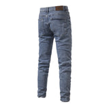 Jeans Men's Solid Color Slim Fit Straight Trousers Cotton Casual Wear Denim Jeans Pants MartLion   