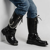 Men's Boots Rivet Combat Punk Style Goth Biker Shoes Casual Luxury Leather Motorcycle Army Mart Lion   