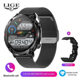 600 mAh Large Battery Watch For Men's Smart Watch IP68 Waterproof Smartwatch AMOLED HD Screen Bluetooth Call Sports Bracelet MartLion Mesh belt black 600mA-Bluetooth call 