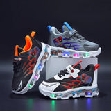 Boys Casual Shoes Led Lights Summer Soft Bottom Shoes Mesh Breathable Spring and Autumn Spiderman Sneakers MartLion   