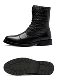 Luxury Black Men's Motorcycle Boots Winter Punk Formal Shoes High top Genuine Leather Ankle Couple Mart Lion   