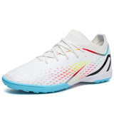 Men's Soccer Shoes Non-Slip Turf Soccer Cleats FG Training Football Sneakers Boots MartLion White-X2305-S EU 35 CHINA