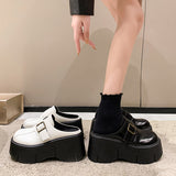 Increasing Ladies  Leather Pumps  Platform Wedge White Slippers  Women Slip on Casual Females Shoes MartLion   