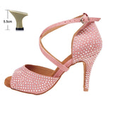Pink Latin Dance Shoes Indoor Soft Bottom Tango Jazz Modern Dance Wedding Summer Sandals Performance MartLion Pink heel 5.5cm 45 