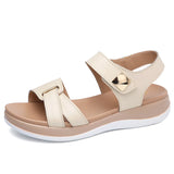 Summer Leather Open Toe Women Sandals Trendy Buckle Flat Sole Woman Shoes Outdoor Casual Ladies Beach MartLion Beige 1003 8 