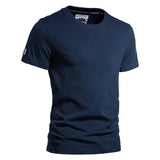 Outdoor Casual T-shirt Men's Pure Cotton Breathable Crew Neck Short Sleeve Mart Lion Navy Blue EU size M 