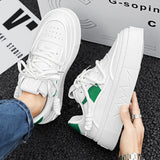 Classic Low-top Sneakers Men's White and Black Lace-Up Vulcanized Sneaker Leather Casual Shoes MartLion   