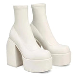 Women  Short Boots Women Leather Boot S Casual thick  women shoes Zapatos MartLion WHITE 37 