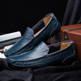 Men's shoes Casual casual wear Formal driving Casual leather MartLion Blue 37 