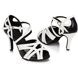 Black Whit Latin Dance Shoes for Women Soft Bottom Indoor Jazz Tango Party High Heel Girl Dancing Summer Hollow Out Sandals MartLion   