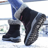 Women Boots Waterproof Snow Boots Warm Plush Winter Shoes Mid-calf Non-slip Winter Female MartLion   