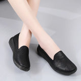 Summer Casual Shoes Leather Slip-on Hollow Out Flat Loafers Ladies Designer Sneakers Breathable Women's Moccasins MartLion   