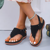 Fringe Wedges Sandals Women Clip Toe Back Strap Platform Summer Light Beach Shoes MartLion   