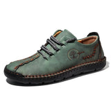 Men's Casual Shoes Leather Outdoor Walking Handmade Luxur Moccasins Driving MartLion green 38 
