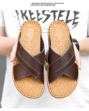 Design Leather Open Toe Sandals Men‘s Slip Resistant Solid Color Slippers Soft Slipper Outdoor Summer Shoes Mart Lion   